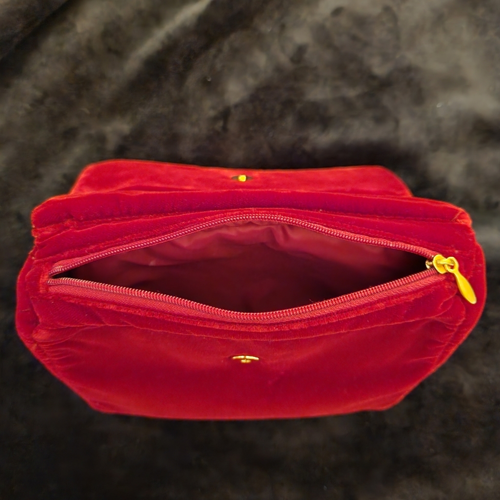 Vintage 1990's Paloma Picasso Wine Red Velour Cosmetics Bag - Picture 5 of 10